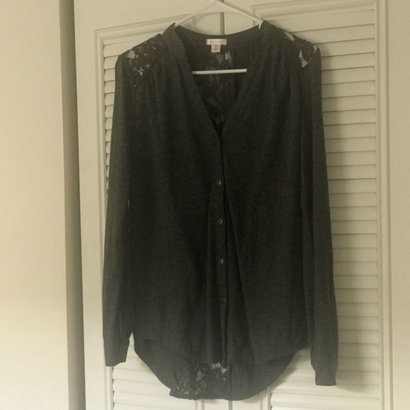 Gray Long Sleeve With Lace Back - Picture 6 of 6